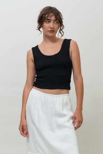 Lucia Shirred Tank | Black