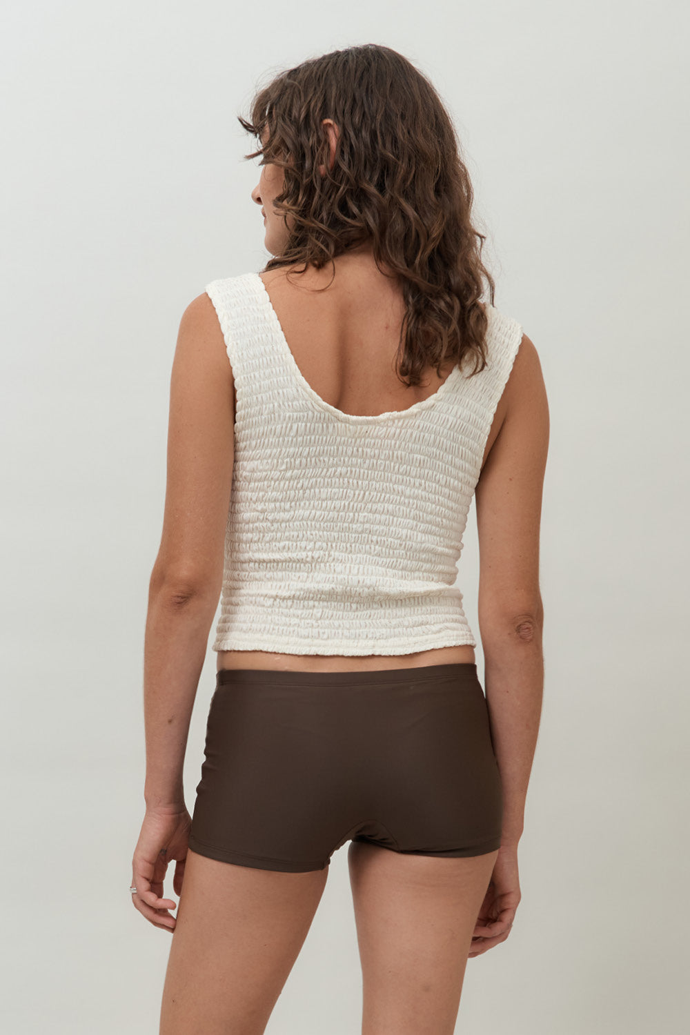 Lucia Shirred Tank | Cream